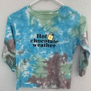 hot chocolate weather 3/4 sleeve tte dye top